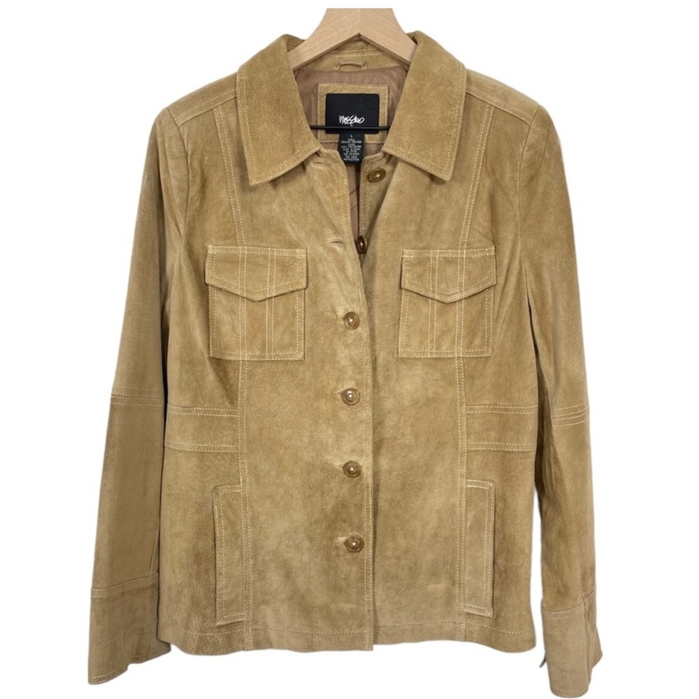 Mossimo Womens Tan Suede Leather Shacket
Jacket Blazer Size L Western Rodeo Boho